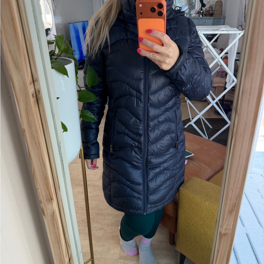 Women's Long Quilted Puffer Coat - Navy